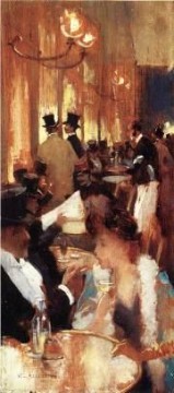 Au Cafe Willard Leroy Metcalf Oil Paintings